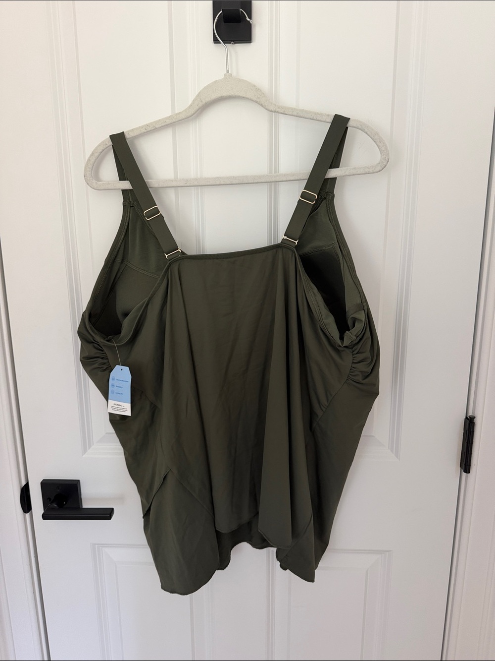 Olive Green V-Neck Women's Tank Top - Picture 2 of 2